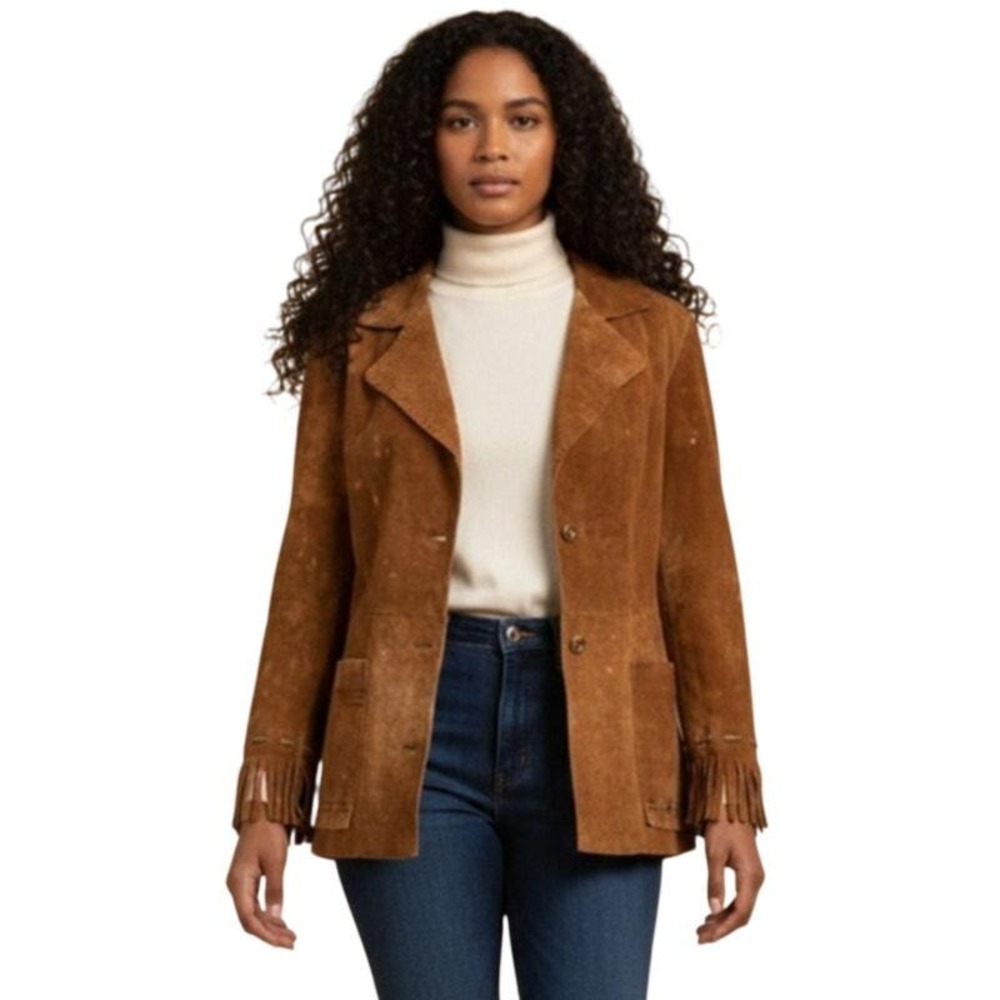 Vintage Wilsons Leather Pelle Studio Doeskin Leather Fringe Jacket XL Womens